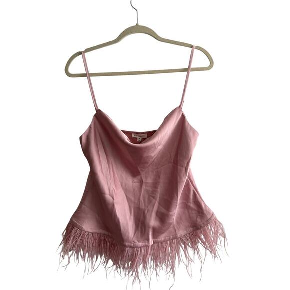 Blu Pepper Women’s Spaghetti Strap Cowl Neck Feather Fringe Top Size Medium NWT - Picture 2 of 7